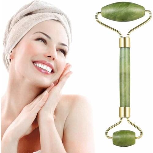 1pcs Jade Stone Facial Massage Roller for Face Natural Massager Green Guasha Scraper Set Thin Lift Beauty Slimming Tools Roller