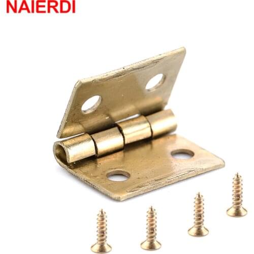 10PCS NAIERDI Antique Hinge Mini Bronze Gold Decoration Door Hinges For Wooden Cabinet Vintage Jewellery Box Furniture Hardware