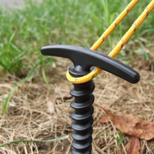 10pcs Outdoor Ultralight Camping Tent Stakes Pegs Pins Plastic Nylon Screw Spiral Nails Awning Trip Kit