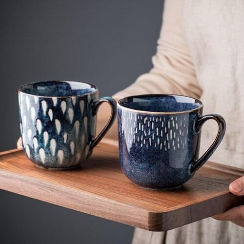 2Pcs Meteor Shower Coffee Cup 375ML Coffe Cup Espresso Cups Retro Style Expresso Cup Caffe Cup Blue Cappuccino Mug Tea Cup Funny