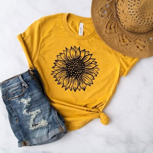 2020 Sunflower Shirt Women Floral Tees Boho Clothing Hippie Shirts Cute Festival Shirt The Garden T-Shirt
