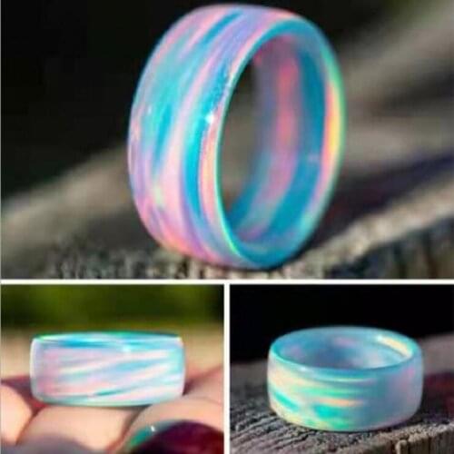 2021 New Personality Resin Acrylic Rainbow Colorful Ring For Men Women Wedding Engagement Anniversary Gift Band Ring