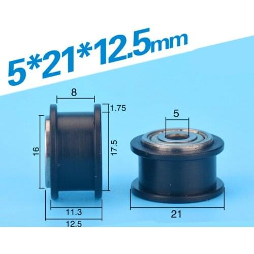5*21*12.5 3D printer CNC engraving machine rubberized bearing pulley Pulley H-shaped groove wheel