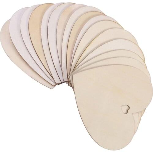50pcs 100mm Blank Heart Wood Slices Discs for DIY Crafts Embellishments (Wood Color)