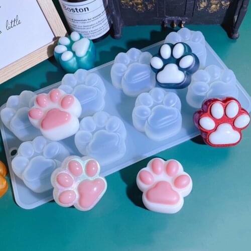 8 even cat claw diy crystal epoxy pottery clay mold semi-dimensional cat claw doll cute mirror frosted silicone mold