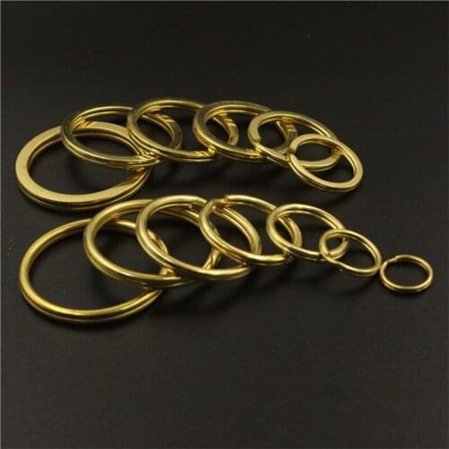 AIJJU 10Pcs 15/20/25/30/32mm Brass key ring round key ring gold circle ring Connection alloy metal shoes bags Belt Buckles DIY