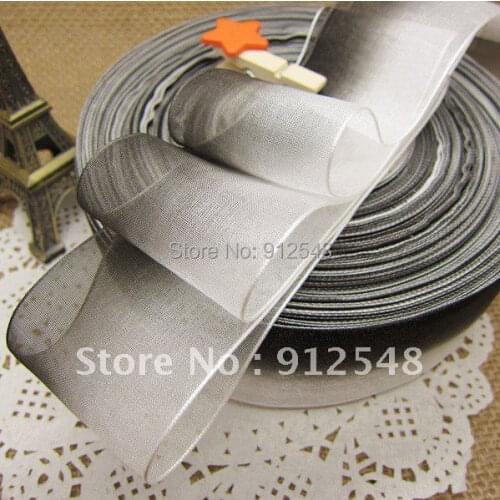 Free shipping,black and white Chiffon Ribbon Sheer Ribbon With Satin 1-1/2"(38mm) Organza Ribbon 10yards/lot,hsxs003