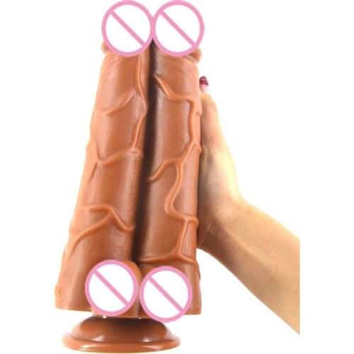 FAAK Double Heads Huge Dildo Female Big Dick Sextoys for woman unisex Anus Plug Anal toys with suction cup over size Thick dildo