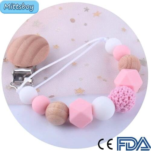 Baby Teether Food 27cm Grade Silicone Pacifier Chain Beech Clip Holder Chain Silicone Pacifier Chain Teether Toys for Kids Gift