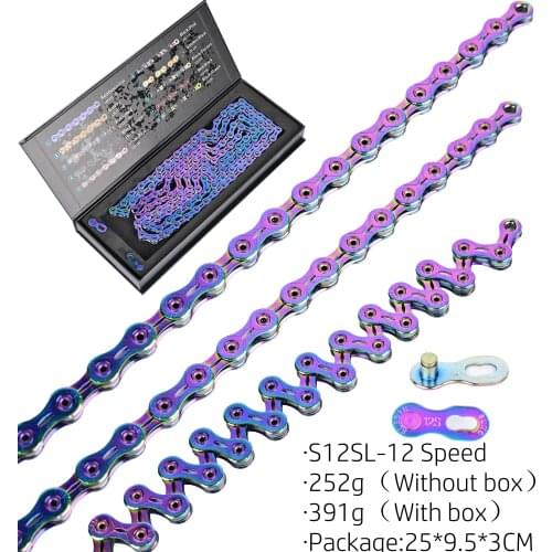 SUMC Full Hollow Half Hollow Color Chain MTB Bicycle Chain 9 10 11 12 Speed/116/126L, Compatible With Shimano/KMC/Campagnolo