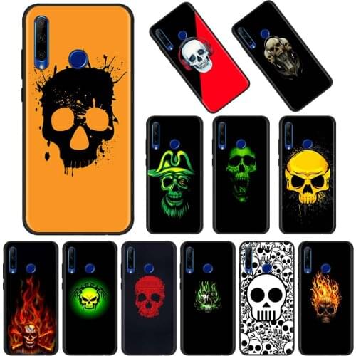 Phone Cover For Honor 30 20 10 Lite Pro Youth Black Shell HONOR 20e 20S 30i Case Red Fire Skull