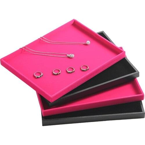 1 Pc Black/Rose Red Velvet Necklace Rings Bangle Bracelet Jewelry Display Organizer Case Jewelry Storage Box Showcase Tray