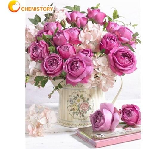 Chenistory Painting By Numbers Kits For Kids Beginner Purple Flower Paints Diy Gift For Modern Home Wall Artwork Room Decors