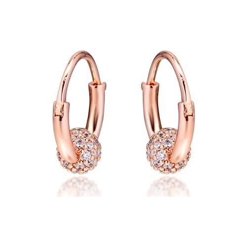 CKK Earring Rose Pave Bead Hoop Earrings Sterling Silver Jewelry 100% for Women Brincos kolczyki Pendientes accesorios mujer