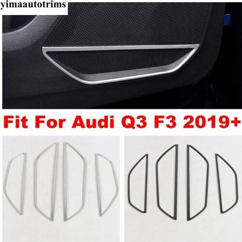 For Audi Q3 F3 2019 2020 2021 Car Door Stereo Speaker Audio Horn Frame Decor Cover Trim Stainless Steel Accessories Interior