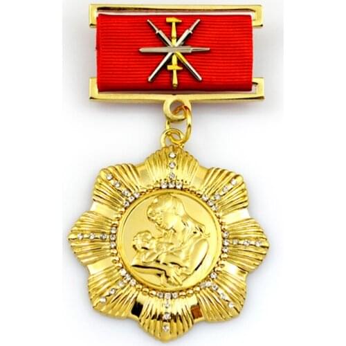 Custom double part medal,gold plated,ribbon,cyrstal