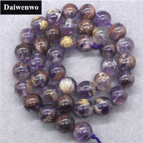 Purple Phantom Quartz Crystal Beads 6-12mm Round Natural Loose Stone Bead DIY for Jewelry