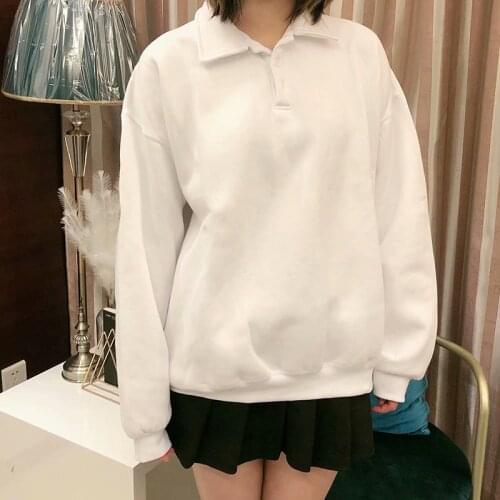UNUTH Girls Oversize Fleece Pullovers 2021 Spring-Autumn Fashion Ladies Soft Cotton Sweatshirts Vintage Women Chic Pullover