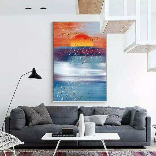 Artistic Print Sunset Canvas Painting Nordic Posters And Prints Abstract Wall Pictures For Living Room Modern Home Decor