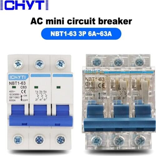 ICHYTI 220v/400V 3P 6A/10A/16A/20A/25A/32A/40A/50A/63A Transparent shell Air switch Household miniature circuit breaker MCB