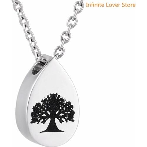 IJD9808 Family Tree Printed Never Fade Cremation Jewelry for Mom Dad Ashes Pendant Keepsake Urn Necklace