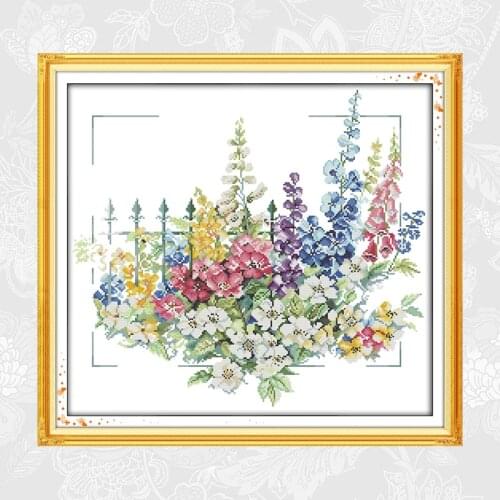 Joy Sunday Garden Paintings Cross Stitch Printed Canvas DIY Handmade flowers Embroidery Sets for Needlework Crafts