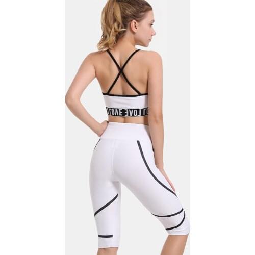 New Letter Printed Set Short Sports Bra +Gym Shorts Women Fitness Set Fitness Outfit for Woman Gym Workout 2pcs Sports Clothing