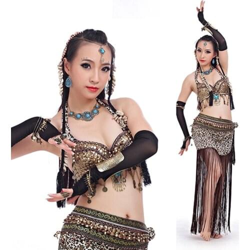 Tribal Style Belly Dance Costume 2 Pcs Bra & Tassel Skirt Women Top Hip Scarf 34b/c 36b/c 38b/c Cup Bellydance Outfit Clothes
