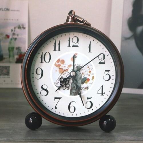 Creative metal alarm clock portable household outdoor cute cartoon watch retro gift child friend metal alarm clock desktop
