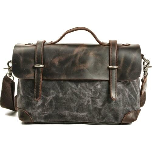 M478 Waterproof Mens Bags Horizontal Shoulder Slung Portable Leisure Locomotive Bag Fashion Business Briefcase Canvas Leather