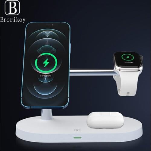 4 in 1 Fast Magnetic Wireless Charger Stand For Magsafe iphone 12 11 Apple Watch 6 5 4 3 Airpods Pro Fast Charging Dock Station
