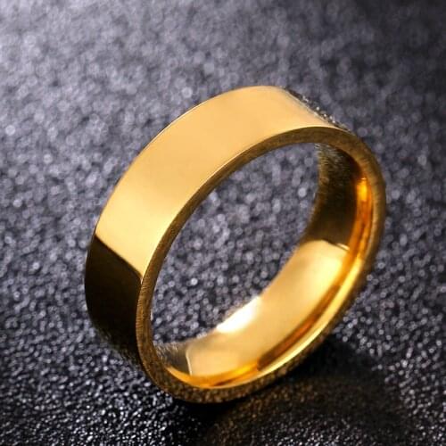 MANGOSKY 6mm Gold Color Stainless Steel Rings For Men and Woman Wholesale XY-R41