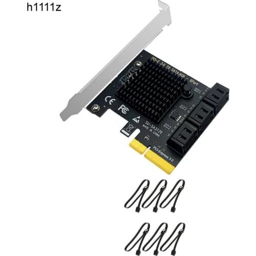 Chia Mining 6 Ports SATA 3.0 PCI-E Riser Card PCI Express X4 3.0 SATA Controller Card SATA3 6Gb Adapter PCIE SATA Expansion Card
