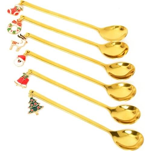 New Year 2022 Metal Merry Christmas Spoons Xmas Party Tableware Ornaments Christmas Decorations for Home Party Navidad Noel Gift