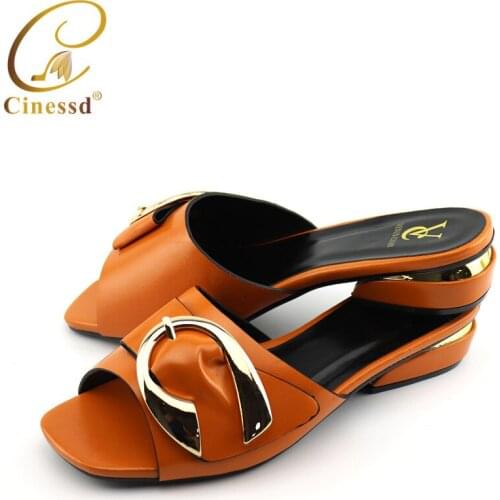 2020 African Shoes Orange Color Women High Heels Nigerian Women Party Pumps Italian Women Party Shoes