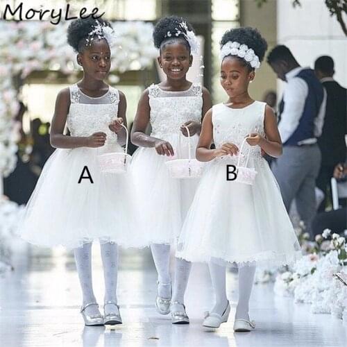 Hot Sale Flower Girls' Dresses Scoop Sleeveless A-Line Short Wedding Party Flower Girls Dresses