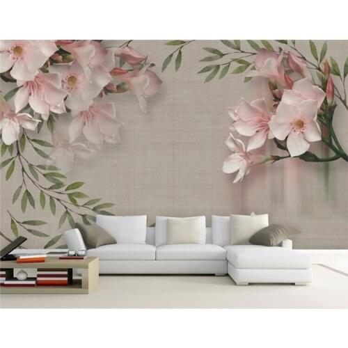 Custom wallpaper vintage elegant pink floral sofa TV background wall home decor living room bedroom mural 3d wallpaper