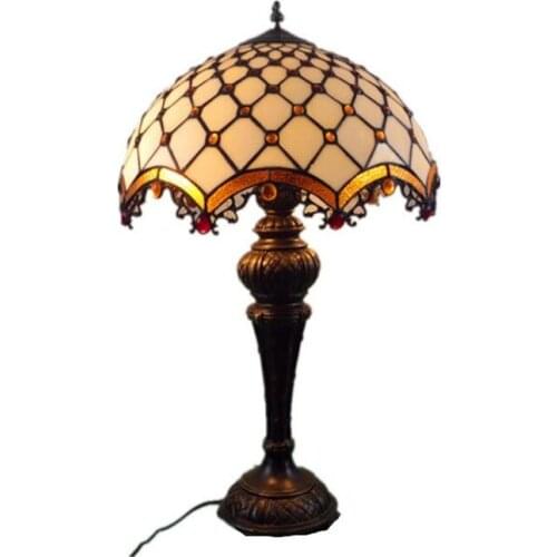 16" High End Vintage Tiffany Luxurious Glass Table Lamp for Foyer Apartment bar Bed Room European Reading Lighting H 65cm 1025