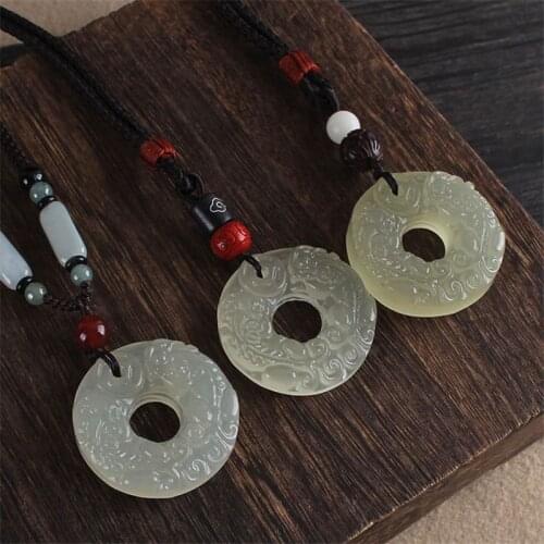 Hand-carven Natural jadite Jade Lucky Beast PiXiu Pendant Amulet Necklace Talisman Bring wealth