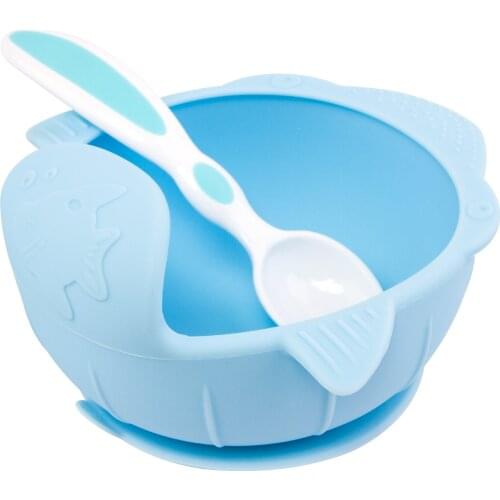 1 Set Silicone Baby Bowl Spoon for Baby Self-Feeding Training Plate Utensils BPA Free Tableware