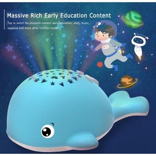 Whale Night Light Baby Luminous Toy Projector Story Music Player Projector Lamp Baby LED Sleep Lamp Baby Learning Machine