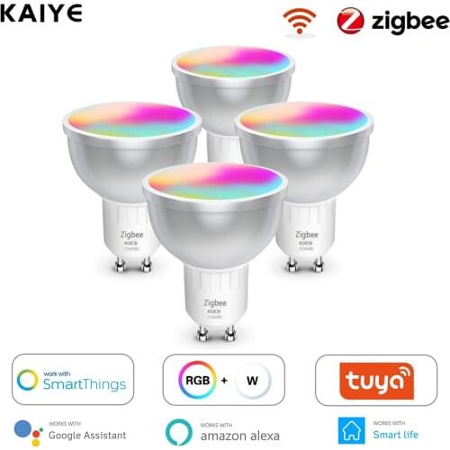 Zigbee GU10 Spotlight Tuya Smart Home LED Bulb 6W RGB+W Light Lamp Work With Smart Life Smartthings Alexa Google Assistant