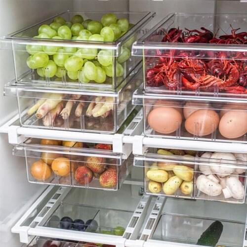 Refrigerator Draw Compartment Refrigerator Drawer Organizer Transparent Fridge Storage Bin Containers For Kitchen Pantry Freezer