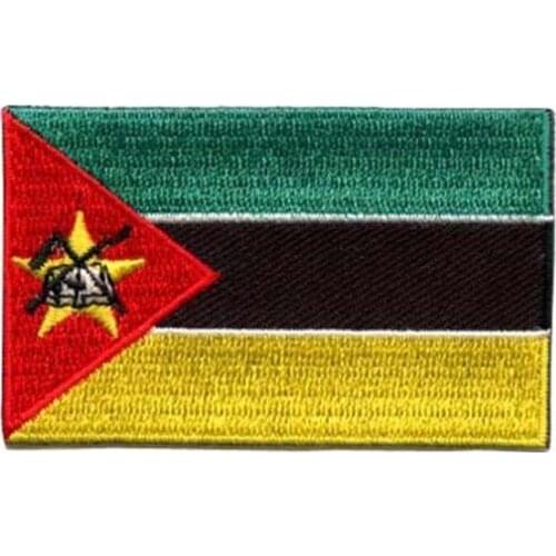 Embroidery Mozambique Patches Made by Twill with Flat Broder and Iron On Backing Customized MOQ50pcs free shipping by Post