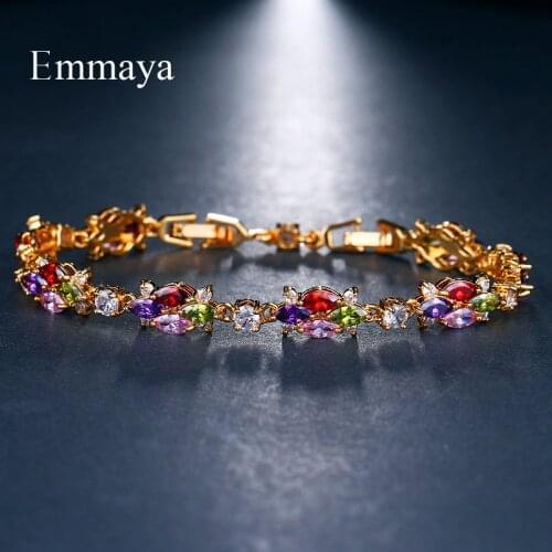 Emmaya Fashion High Quality Multicolor Bangles Classical Charm Flower Bracelet Wholesale Jewelry for Female Party Gift