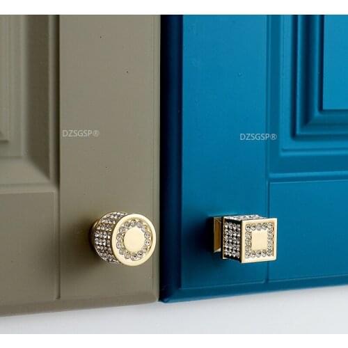 Gold Diamond Wardrobe Closet Hardware European Fashion Zinc Alloy Kitchen Drawer Knob Cabinet Cupboard Pull Box Handle