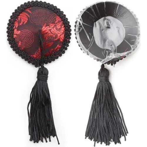 1 pair Sexy Lace Breast Sticker Silk Tassel Nipples Pasties Adhesive Nipple Bra Cover breast pasty