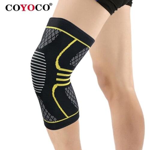 1 Pcs Sports Knee Protector Sleeve Support Kneepads COYOCO Running Cycling Braces Elastic Gym Volleyball Pad Warm Yellow