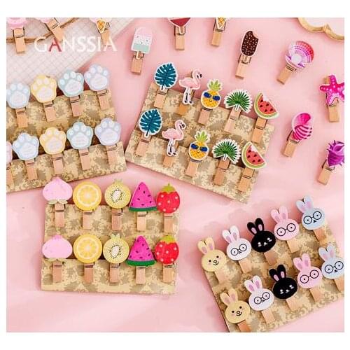10pcs/set Mini Colored Cute Wooden Clip Memo Paper Clips DIY Photo Decorate Stationery Supplies (ss-030)
