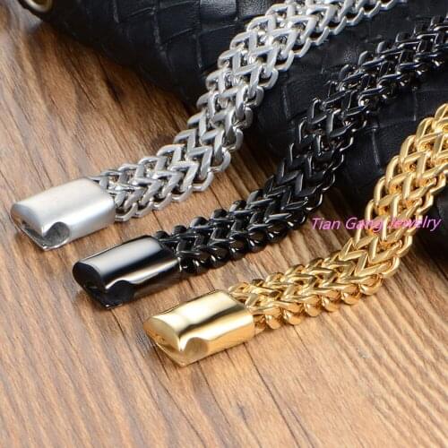 12mm Wide Biker 316L Stainless Steel Curb Chain Bracelet Mens Boys Chain Wholesale Jewelry Free Shipping